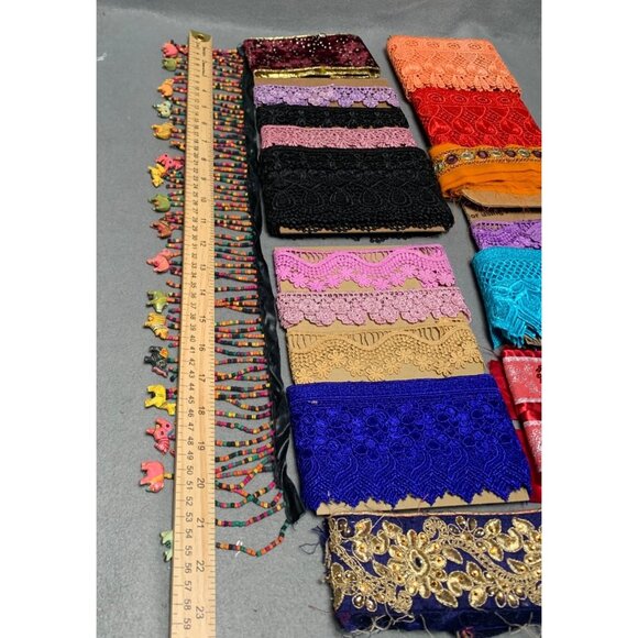 24 yds 15" Assorted Lace & Trim Fabric Bundle - Various Colors & Patterns - Picture 12 of 16